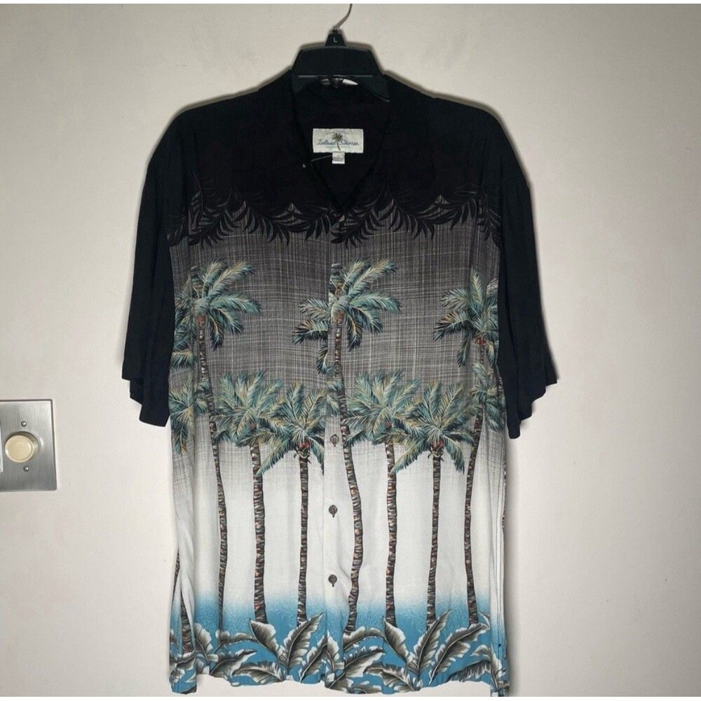 Island Shores Hawaiian Shirt Men's L Short Sleeve Original Island Wear Palms
